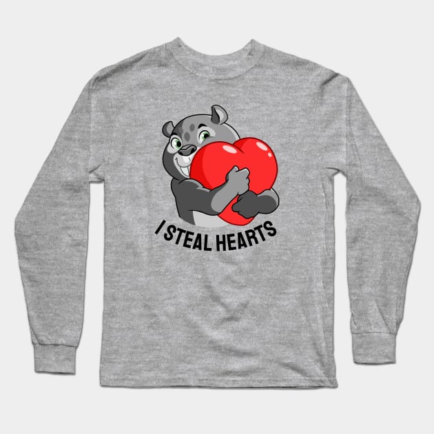 I steal hearts, friendly sabertooth tiger with qoute Long Sleeve T-Shirt by Yurko_shop